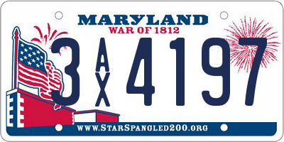 MD license plate 3AX4197