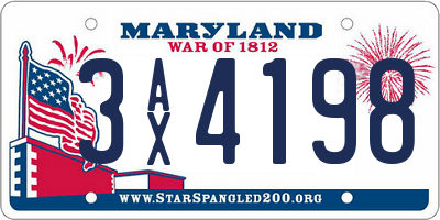 MD license plate 3AX4198