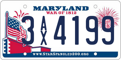 MD license plate 3AX4199