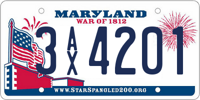MD license plate 3AX4201