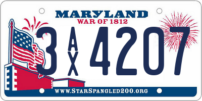 MD license plate 3AX4207