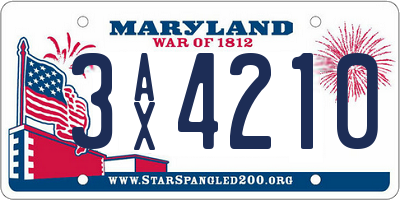 MD license plate 3AX4210