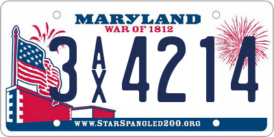 MD license plate 3AX4214