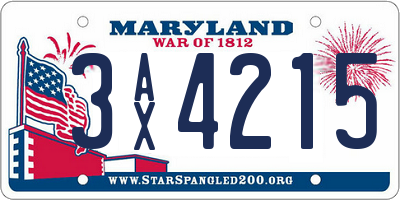 MD license plate 3AX4215