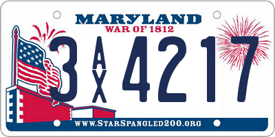 MD license plate 3AX4217