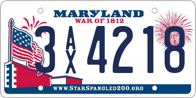 MD license plate 3AX4218