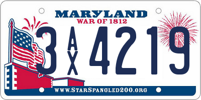 MD license plate 3AX4219