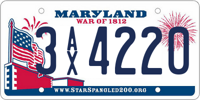 MD license plate 3AX4220