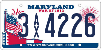 MD license plate 3AX4226