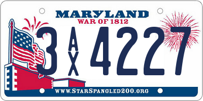 MD license plate 3AX4227
