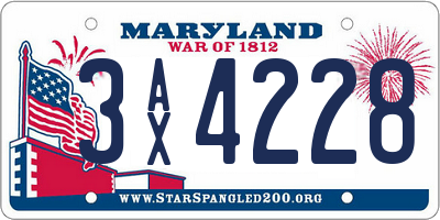 MD license plate 3AX4228