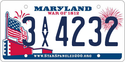MD license plate 3AX4232