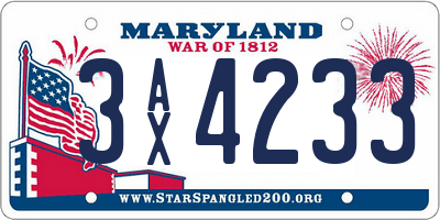 MD license plate 3AX4233