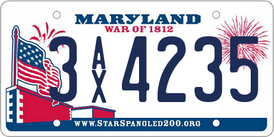 MD license plate 3AX4235