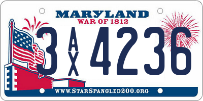 MD license plate 3AX4236