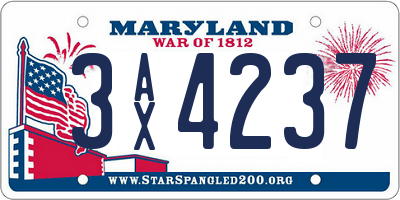 MD license plate 3AX4237