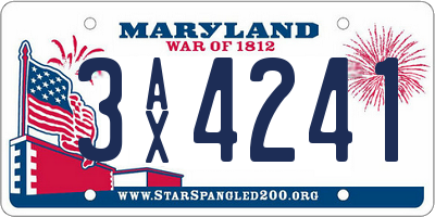 MD license plate 3AX4241