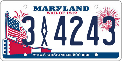 MD license plate 3AX4243