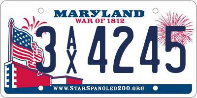 MD license plate 3AX4245