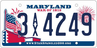 MD license plate 3AX4249