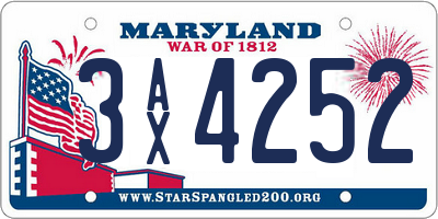 MD license plate 3AX4252