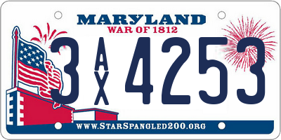 MD license plate 3AX4253