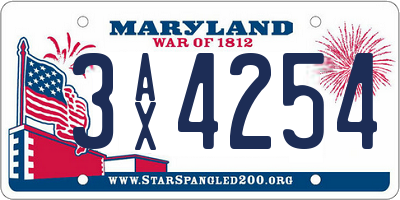 MD license plate 3AX4254