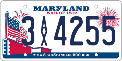 MD license plate 3AX4255