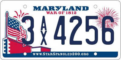 MD license plate 3AX4256