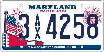 MD license plate 3AX4258