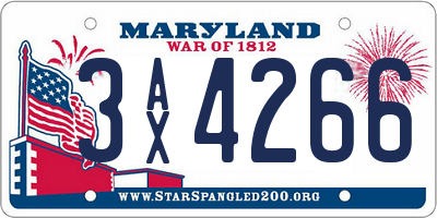 MD license plate 3AX4266