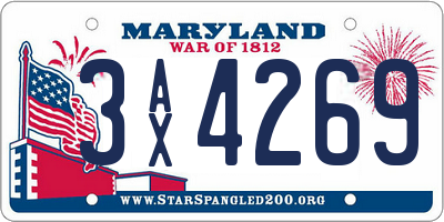 MD license plate 3AX4269