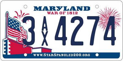 MD license plate 3AX4274