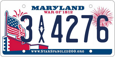 MD license plate 3AX4276