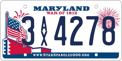 MD license plate 3AX4278