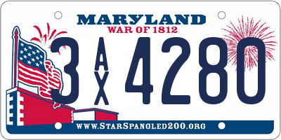 MD license plate 3AX4280