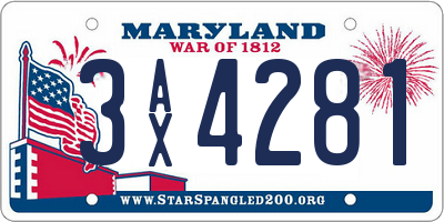 MD license plate 3AX4281