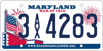 MD license plate 3AX4283