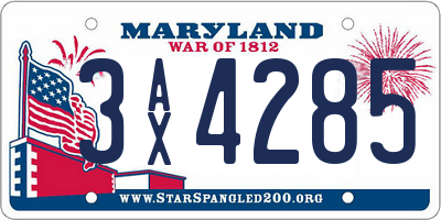 MD license plate 3AX4285