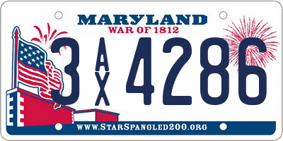 MD license plate 3AX4286