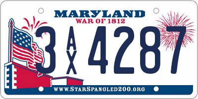 MD license plate 3AX4287