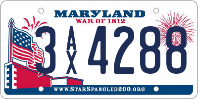 MD license plate 3AX4288