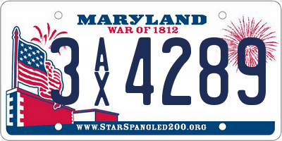 MD license plate 3AX4289