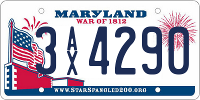 MD license plate 3AX4290
