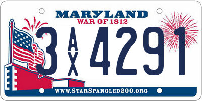 MD license plate 3AX4291