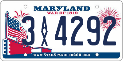MD license plate 3AX4292