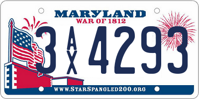 MD license plate 3AX4293