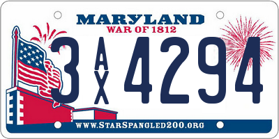 MD license plate 3AX4294