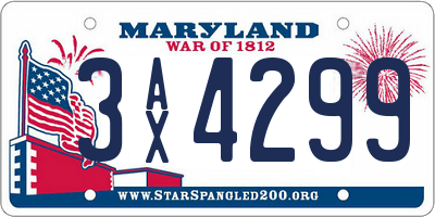 MD license plate 3AX4299
