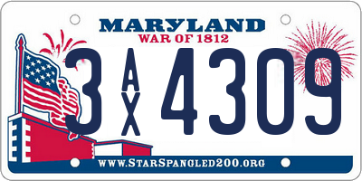 MD license plate 3AX4309